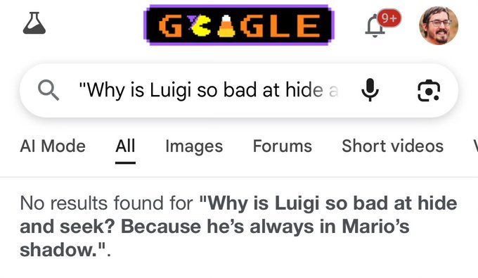 No results on Google search for the Luigi in Mario’s shadow joke.